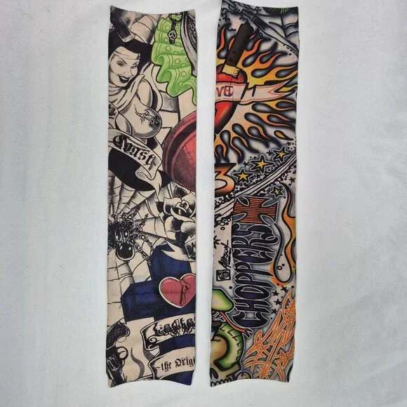 Temporary Fake Slip On Tattoo Arm/Leg Sleeves (Set of 2) Halloween Costume - Picture 2 of 2